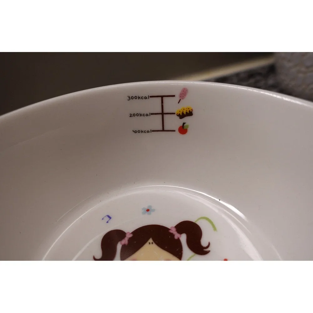 Modern House Kids Ballerina Ceramic Bowl Calorie Scale‎ White Made in Korea